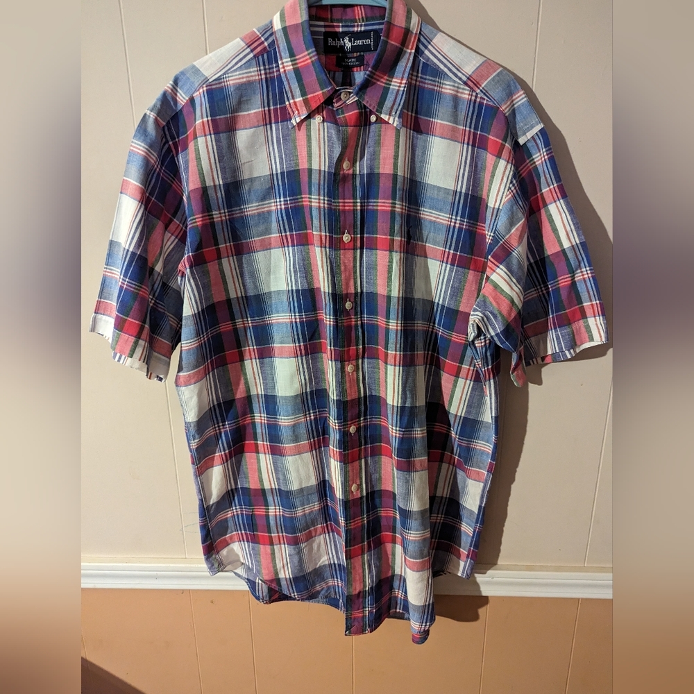 Ralph Lauren Blue Label Blue Medium Plaid Men's Button Down